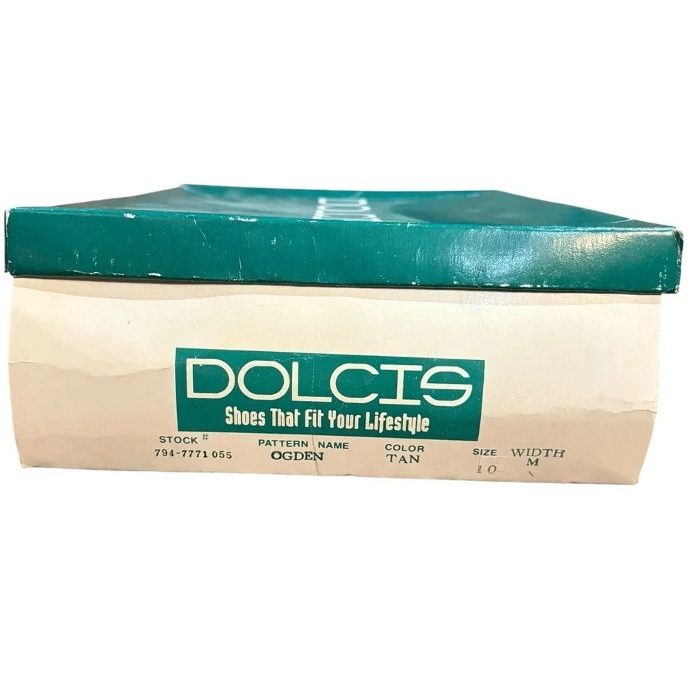 Vintage Dolcis Tan Leather Lace Up Ankle Boots NOS 10M Ogden Box 90s - Picture 10 of 12